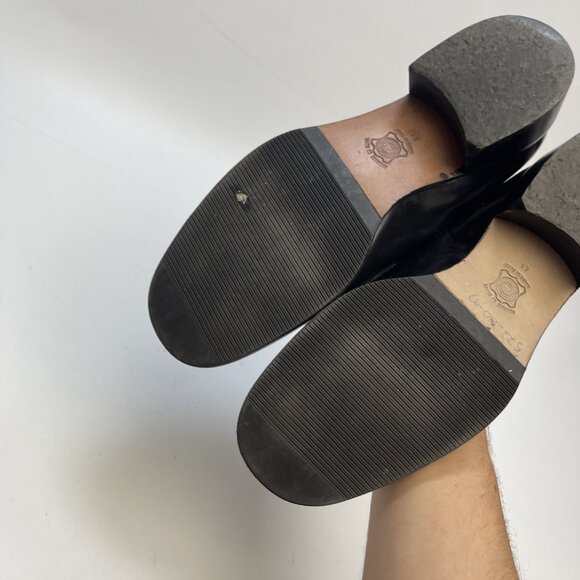 Simard Black Leather Penny Loafers Heels Women Sz 41 Made In Italy Preppy Casual - Picture 7 of 11
